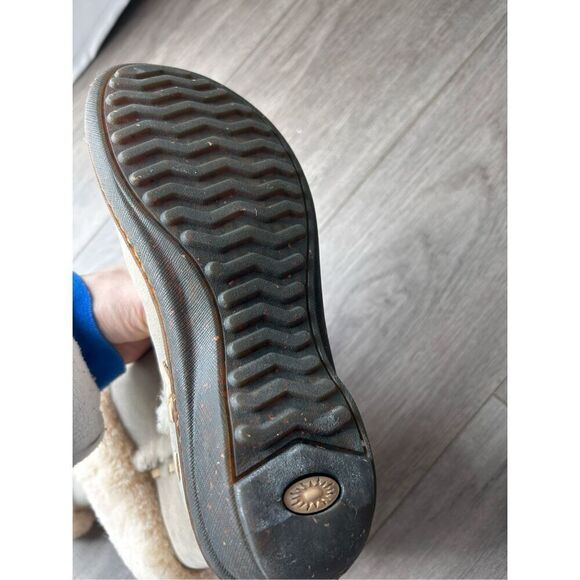 UGG Womens Boots Size 6 Elijo Bone White Nubuck Leather Sherpa Fur Slip On 5137 - Picture 7 of 7